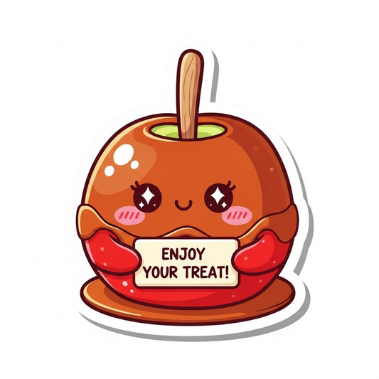 enjoy your treat sticker, taffy apple sticker, cute fall sticker, fall apple sticker, caramel apple sticker, fall happy mail sticker, autumn apple sticker, cute autumn sticker, fall packaging sticker, apple thank you sticker, fall treat sticker, fall candy apple sticker, kawaii apple sticker, fall food sticker, fall dessert sticker, fall order sticker, autumn packaging sticker, autumn small business sticker, fall shop small sticker, cute apple sticker, cozy fall sticker, handmade fall sticker, autumn sweet 