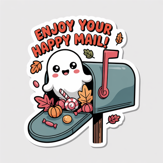 enjoy your happy mail sticker, halloween ghost sticker, fall ghost sticker, adorable ghost sticker, cute halloween ghost sticker, halloween happy mail sticker, spooky ghost sticker, kawaii ghost sticker, halloween packaging sticker, halloween thank you sticker, halloween small business sticker, halloween order sticker, halloween customer thank you sticker, ghost vinyl sticker, ghost laptop sticker, ghost water bottle sticker, halloween notebook sticker, halloween planner sticker, ghost cartoon sticker, ghos