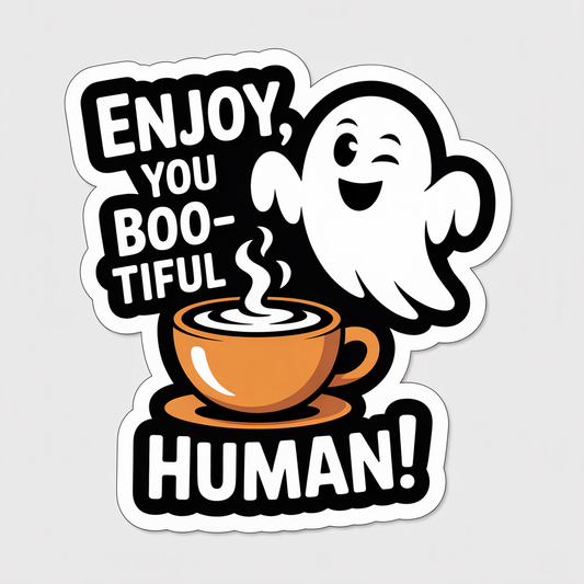 ghost coffee sticker, cute ghost sticker, halloween coffee sticker, enjoy you boo-tiful human sticker, boo-tiful human sticker, halloween cute sticker, spooky cute sticker, kawaii ghost sticker, halloween ghost sticker, ghost with coffee sticker, coffee lover halloween sticker, cute halloween coffee sticker, halloween drink sticker, coffee ghost art sticker, ghost cartoon sticker, halloween aesthetic sticker, cute spooky sticker, coffee ghost doodle, funny ghost sticker, halloween kawaii sticker, ghost love