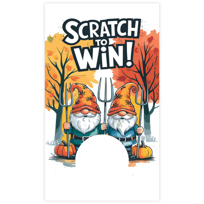 Fall gnome scratch off card, Autumn scratch card, Fall-themed scratch off, Gnome scratch off card, Harvest scratch off, Thanksgiving scratch card, Autumn gnome card, Fall giveaway card, Scratch off prize card, Thanksgiving gnome card, Cute gnome scratch off, Fall game card, Autumn gnome gift, Seasonal scratch off, Fall scratch off game, Pumpkin gnome card, Harvest gnome scratch off, Thanksgiving scratch off card, Cozy autumn scratch off, Rustic fall card, Thanksgiving prize card, Fall scratch-off card, Cute