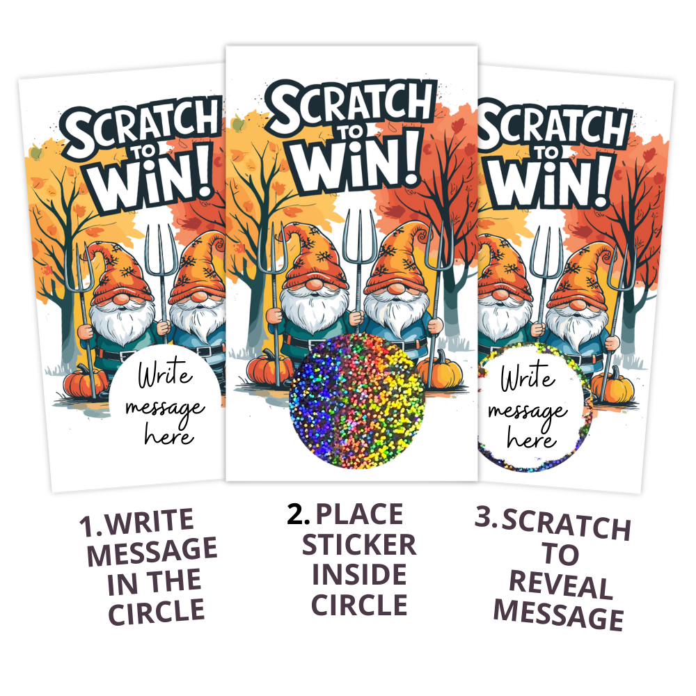 Fall gnome scratch off card, Autumn scratch card, Fall-themed scratch off, Gnome scratch off card, Harvest scratch off, Thanksgiving scratch card, Autumn gnome card, Fall giveaway card, Scratch off prize card, Thanksgiving gnome card, Cute gnome scratch off, Fall game card, Autumn gnome gift, Seasonal scratch off, Fall scratch off game, Pumpkin gnome card, Harvest gnome scratch off, Thanksgiving scratch off card, Cozy autumn scratch off, Rustic fall card, Thanksgiving prize card, Fall scratch-off card, Cute