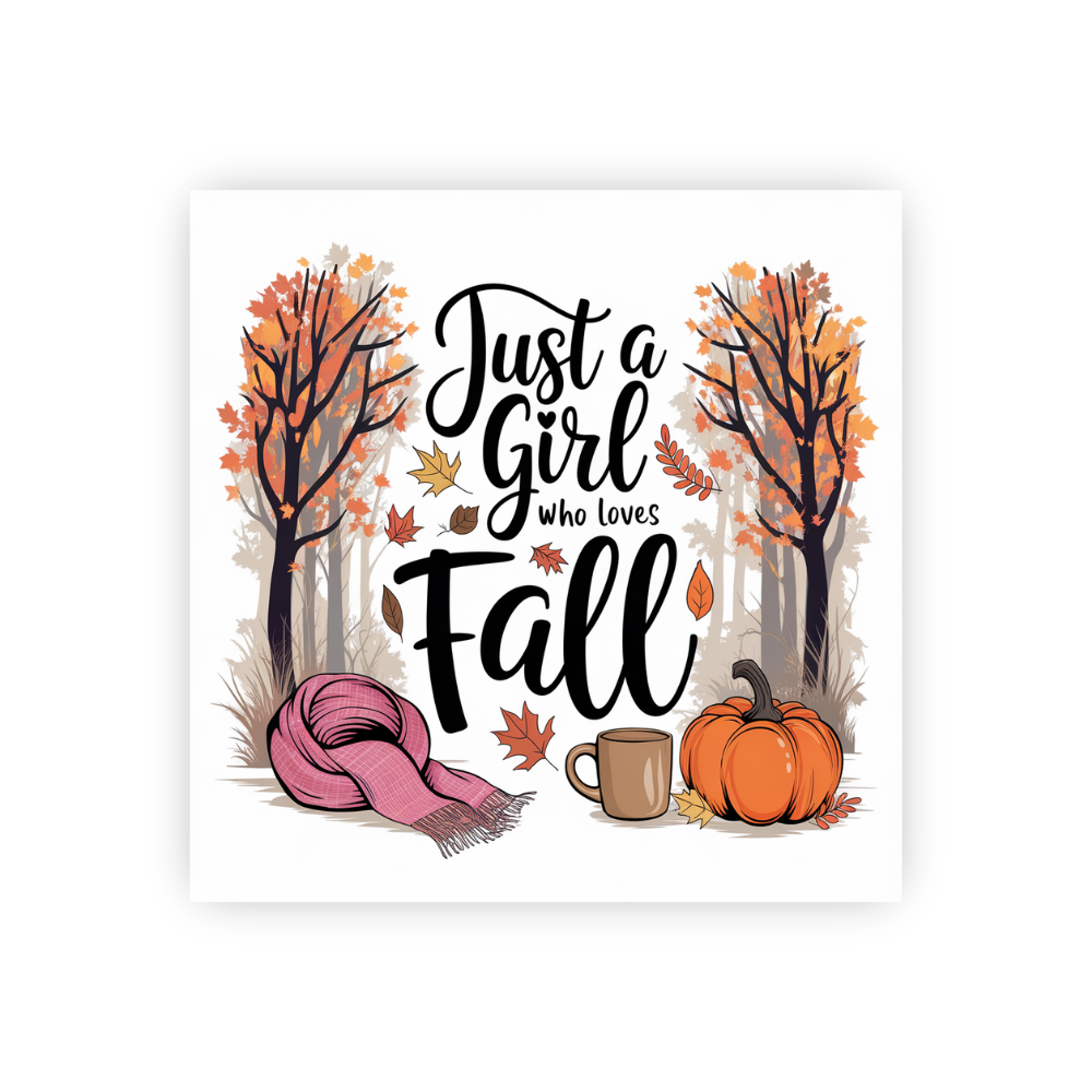 Just a Girl who Loves Fall sticker, Fall lover sticker, Autumn girl sticker, Fall vibes sticker, Autumn aesthetic sticker, Pumpkin spice lover, Cozy fall sticker, Fall season sticker, Cute fall sticker, Fall quote sticker, Girl who loves fall, Fall leaves sticker, Fall essentials, Fall themed sticker, Autumn lover, Pumpkin patch vibes, Cozy sweater weather, Fall obsessed, Pumpkin spice season, Autumn vibes, Fall girl sticker, Autumn quote, Sweater weather sticker