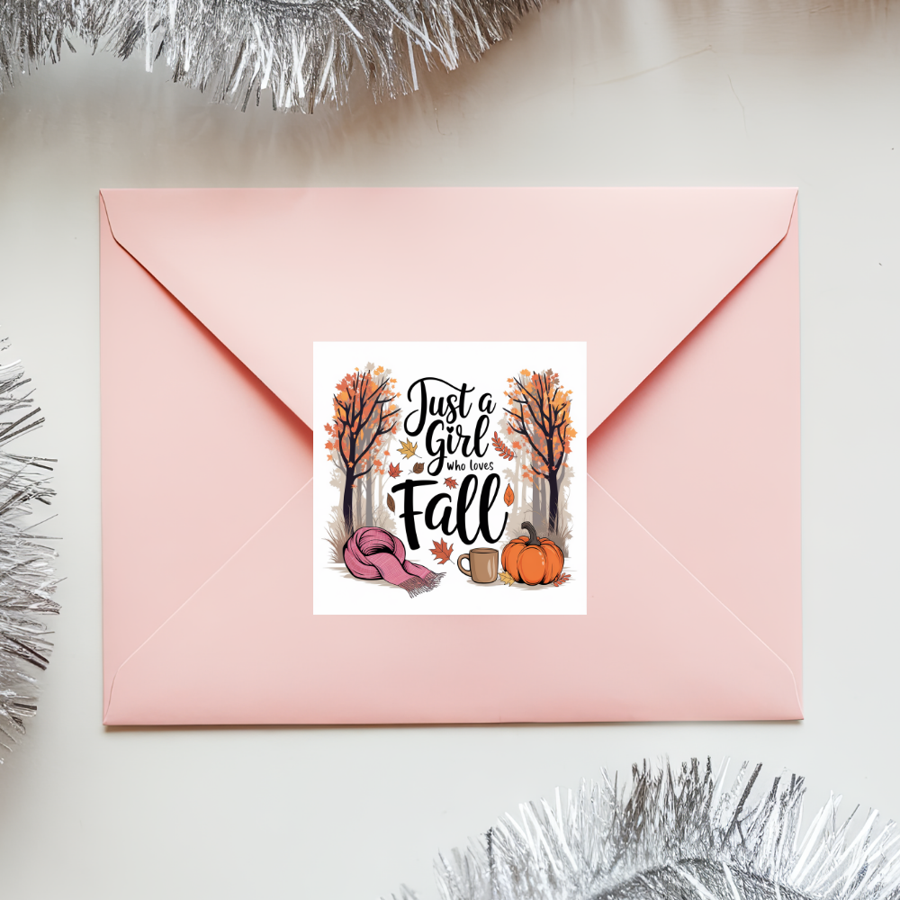 Just a Girl who Loves Fall sticker, Fall lover sticker, Autumn girl sticker, Fall vibes sticker, Autumn aesthetic sticker, Pumpkin spice lover, Cozy fall sticker, Fall season sticker, Cute fall sticker, Fall quote sticker, Girl who loves fall, Fall leaves sticker, Fall essentials, Fall themed sticker, Autumn lover, Pumpkin patch vibes, Cozy sweater weather, Fall obsessed, Pumpkin spice season, Autumn vibes, Fall girl sticker, Autumn quote, Sweater weather sticker