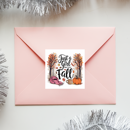 Just a Girl who Loves Fall sticker, Fall lover sticker, Autumn girl sticker, Fall vibes sticker, Autumn aesthetic sticker, Pumpkin spice lover, Cozy fall sticker, Fall season sticker, Cute fall sticker, Fall quote sticker, Girl who loves fall, Fall leaves sticker, Fall essentials, Fall themed sticker, Autumn lover, Pumpkin patch vibes, Cozy sweater weather, Fall obsessed, Pumpkin spice season, Autumn vibes, Fall girl sticker, Autumn quote, Sweater weather sticker
