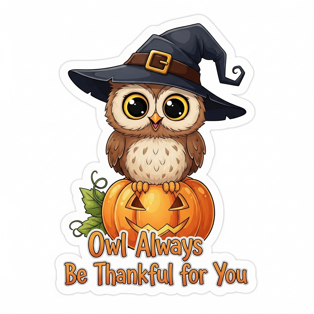 owl always be thankful sticker, cute owl fall sticker, halloween owl sticker, fall owl sticker, autumn owl sticker, owl thank you sticker, owl gratitude sticker, owl appreciation sticker, fall owl art sticker, halloween owl art sticker, kawaii owl sticker, spooky cute owl sticker, owl doodle sticker, owl cartoon sticker, fall owl vinyl sticker, halloween owl vinyl sticker, owl laptop sticker, owl water bottle sticker, owl planner sticker, owl notebook sticker, owl stationery sticker, owl happy mail sticker,