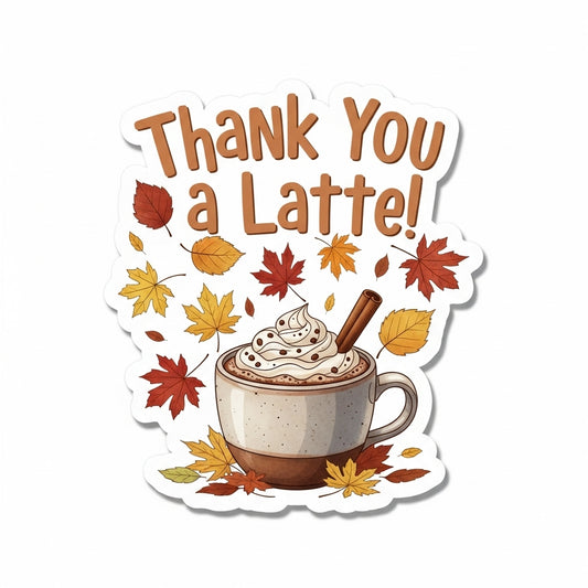 Thank You a Latte Fall Coffee Stickers