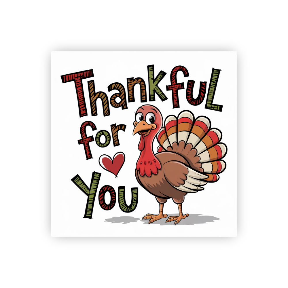 Cute turkey sticker, Thankful for you sticker, Thanksgiving sticker, Turkey thank you sticker, Fall gratitude sticker, Thanksgiving gift sticker, Autumn thank you, Thanksgiving decor sticker, Thankful turkey, Harvest season sticker, Cute Thanksgiving sticker, Turkey illustration, Fall turkey sticker, Thankful message, Thanksgiving party favor, Thankful for you gift, Turkey sticker for kids, Thanksgiving appreciation, Fall thankfulness, Festive turkey, Autumn gratitude sticker