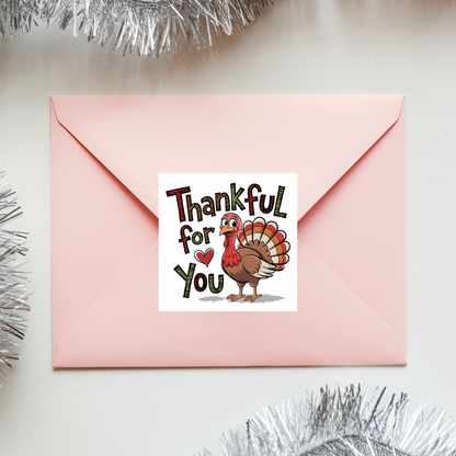 Cute turkey sticker, Thankful for you sticker, Thanksgiving sticker, Turkey thank you sticker, Fall gratitude sticker, Thanksgiving gift sticker, Autumn thank you, Thanksgiving decor sticker, Thankful turkey, Harvest season sticker, Cute Thanksgiving sticker, Turkey illustration, Fall turkey sticker, Thankful message, Thanksgiving party favor, Thankful for you gift, Turkey sticker for kids, Thanksgiving appreciation, Fall thankfulness, Festive turkey, Autumn gratitude sticker, Thanksgiving label, Turkey day