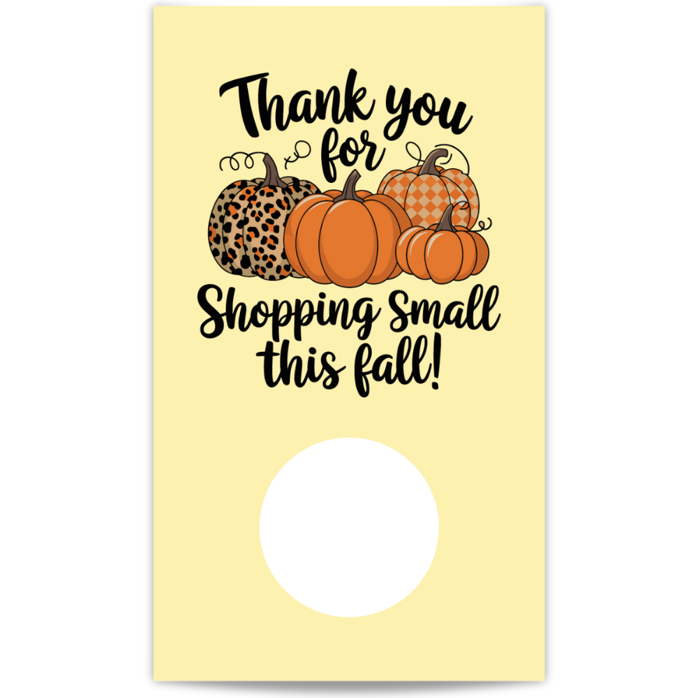 Pumpkin thank you scratch off card, Thank you for shopping small card, Fall scratch off card, Small business thank you, Autumn scratch off, Pumpkin thank you card, Fall-themed scratch off, Shop small scratch off, Cozy fall thank you, Thanksgiving scratch card, Seasonal thank you card, Fall gratitude card, Customer appreciation scratch off, Small business appreciation, Fall scratch off game, Thank you for supporting small business, Autumn customer appreciation, Harvest thank you card, Rustic fall thank you, 