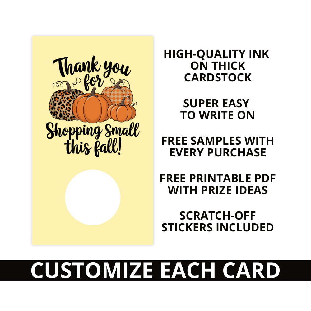 Pumpkin thank you scratch off card, Thank you for shopping small card, Fall scratch off card, Small business thank you, Autumn scratch off, Pumpkin thank you card, Fall-themed scratch off, Shop small scratch off, Cozy fall thank you, Thanksgiving scratch card, Seasonal thank you card, Fall gratitude card, Customer appreciation scratch off, Small business appreciation, Fall scratch off game, Thank you for supporting small business, Autumn customer appreciation, Harvest thank you card, Rustic fall thank you, 