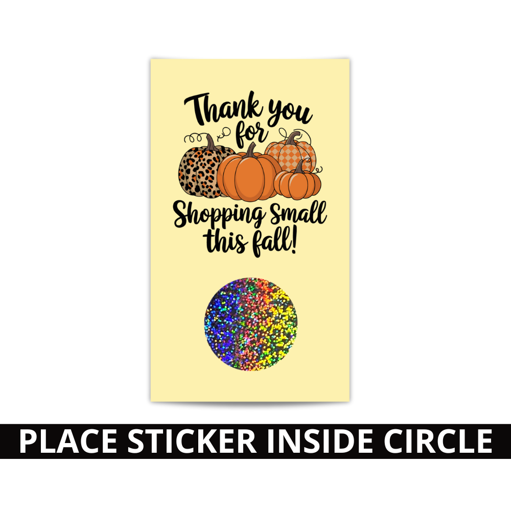 Pumpkin thank you scratch off card, Thank you for shopping small card, Fall scratch off card, Small business thank you, Autumn scratch off, Pumpkin thank you card, Fall-themed scratch off, Shop small scratch off, Cozy fall thank you, Thanksgiving scratch card, Seasonal thank you card, Fall gratitude card, Customer appreciation scratch off, Small business appreciation, Fall scratch off game, Thank you for supporting small business, Autumn customer appreciation, Harvest thank you card, Rustic fall thank you, 