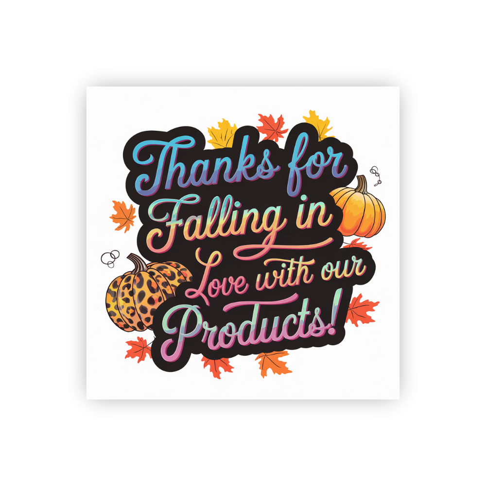 Fall pumpkin sticker, Thanks for falling in love sticker, Autumn thank you sticker, Pumpkin thank you sticker, Customer appreciation sticker, Fall-themed product label, Pumpkin spice season, Small business sticker, Fall vibes sticker, Customer love sticker, Handmade thank you, Cozy autumn sticker, Thanksgiving sticker, Fall season label, Cute pumpkin sticker, Grateful for customers, Fall product label, Pumpkin patch vibes, Seasonal thank you, Warm fall vibes, Rustic fall sticker, Harvest season thank you
