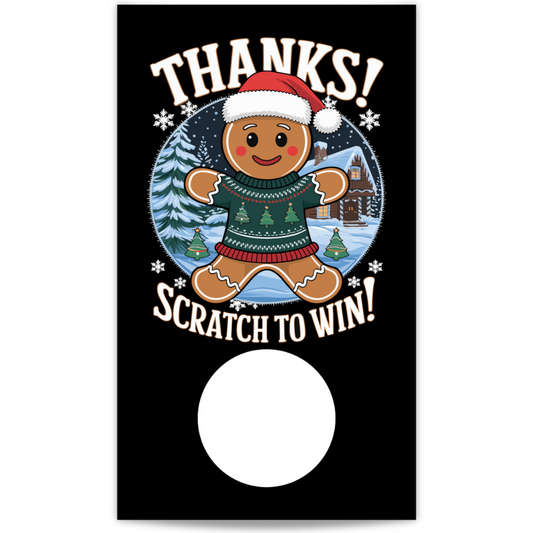 Christmas scratch-off card, Gingerbread man card, Holiday scratch-off game, Winter party game, Christmas party favors, Scratch-off Christmas card, Gingerbread party theme, Holiday giveaway card, Christmas game card, Gingerbread man scratcher, DIY scratch-off card, Festive holiday card, Gingerbread decoration, Scratch-off holiday fun, Winter party scratcher, Christmas card game, Gingerbread contest card, Christmas prize card, Holiday scratch-and-win, Winter-themed scratcher, Personalized scratch-off, Holiday