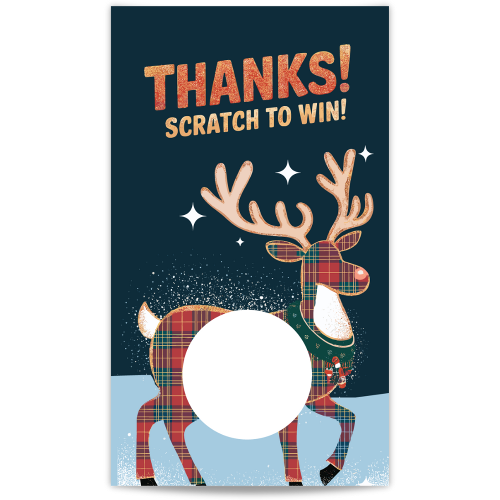 Christmas loyalty card, Rudolph scratch-off card, Holiday reward card, Winter loyalty scratcher, Rudolph loyalty card, Christmas scratch-and-win, Holiday scratch-off game, Winter reward card, Rudolph-themed scratcher, Festive loyalty card, Holiday giveaway card, Christmas promotional card, Rudolph prize card, Holiday incentive card, Winter scratch-off rewards, Christmas customer appreciation, Rudolph giveaway card, Holiday scratch-off rewards, Festive reward card, Winter-themed loyalty card, Christmas conte