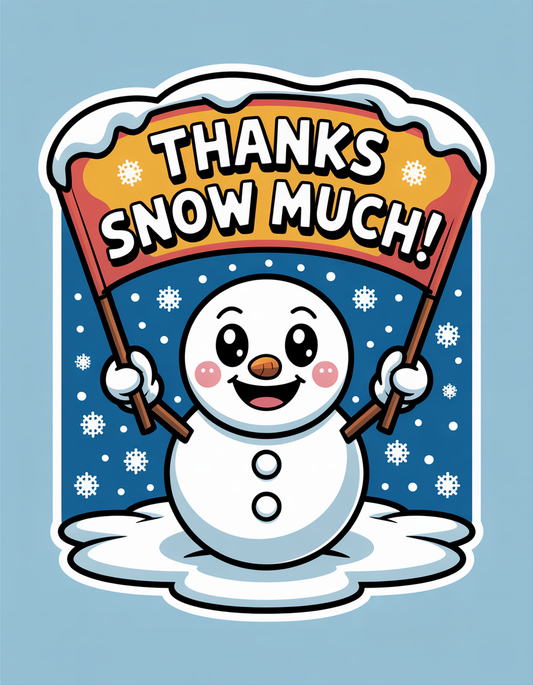 Thanks Snow Much Cute Snowman Winter Snow Sticker