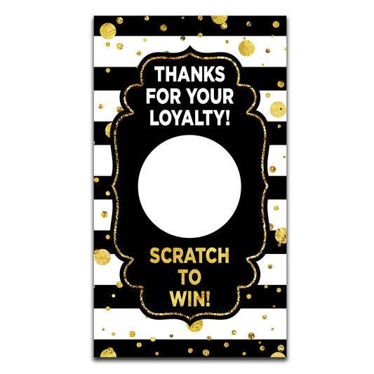 Gold and Black Stripes Loyalty Scratch Off Cards!