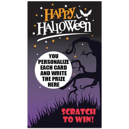 Happy Halloween Scratch to Win Spooky Tree Scratch Off Card
