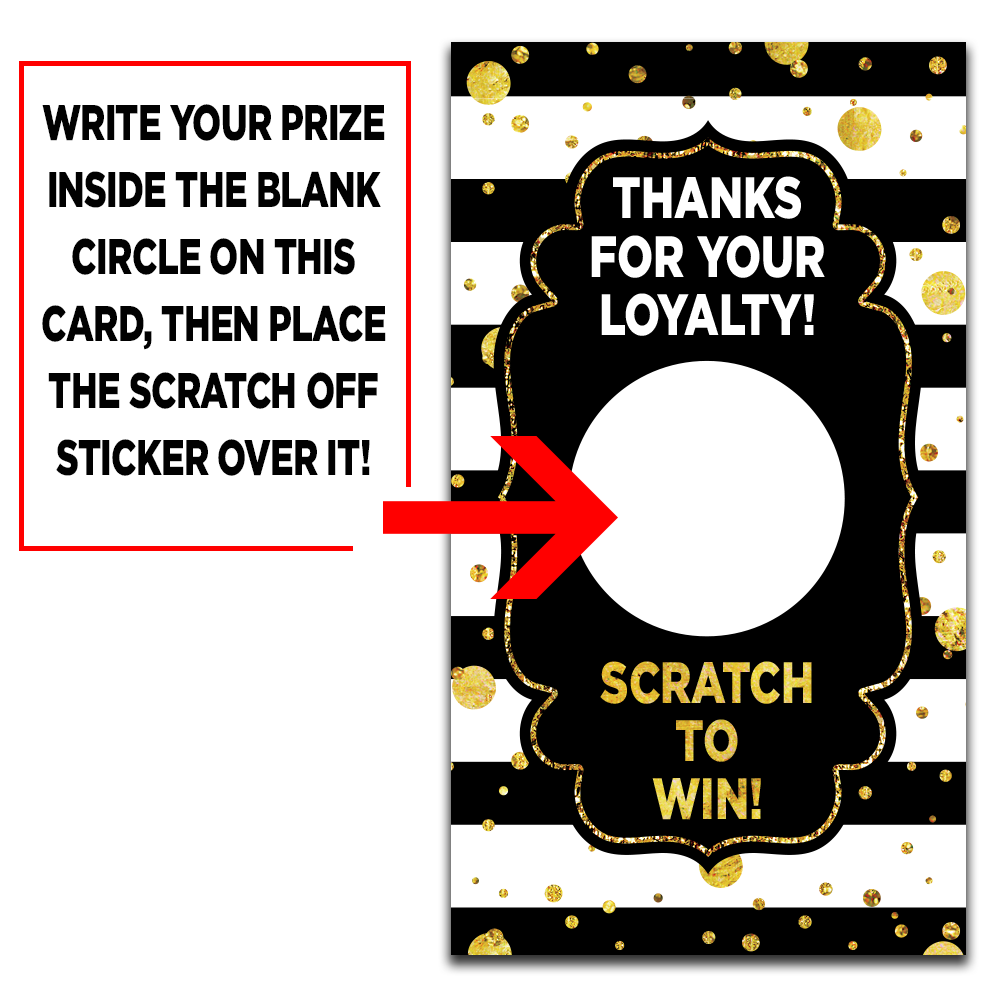 Gold and Black Stripes Loyalty Scratch Off Cards!