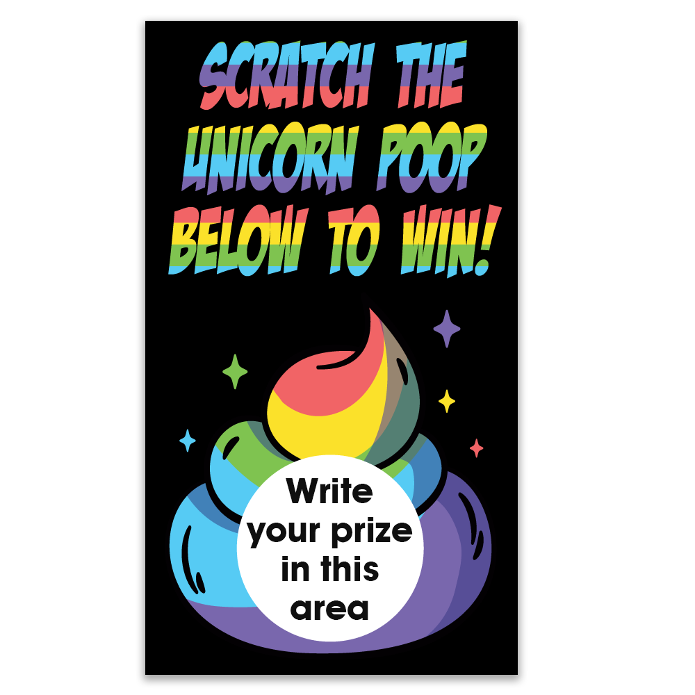Unicorn Poop Scratch Off Card with Glitter Sticker