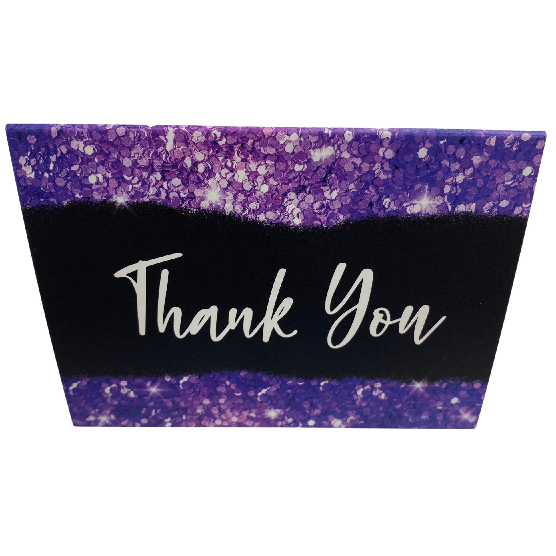 Purple Glitter Folded Thank You Scratch Off Cards for small business owners and direct sales