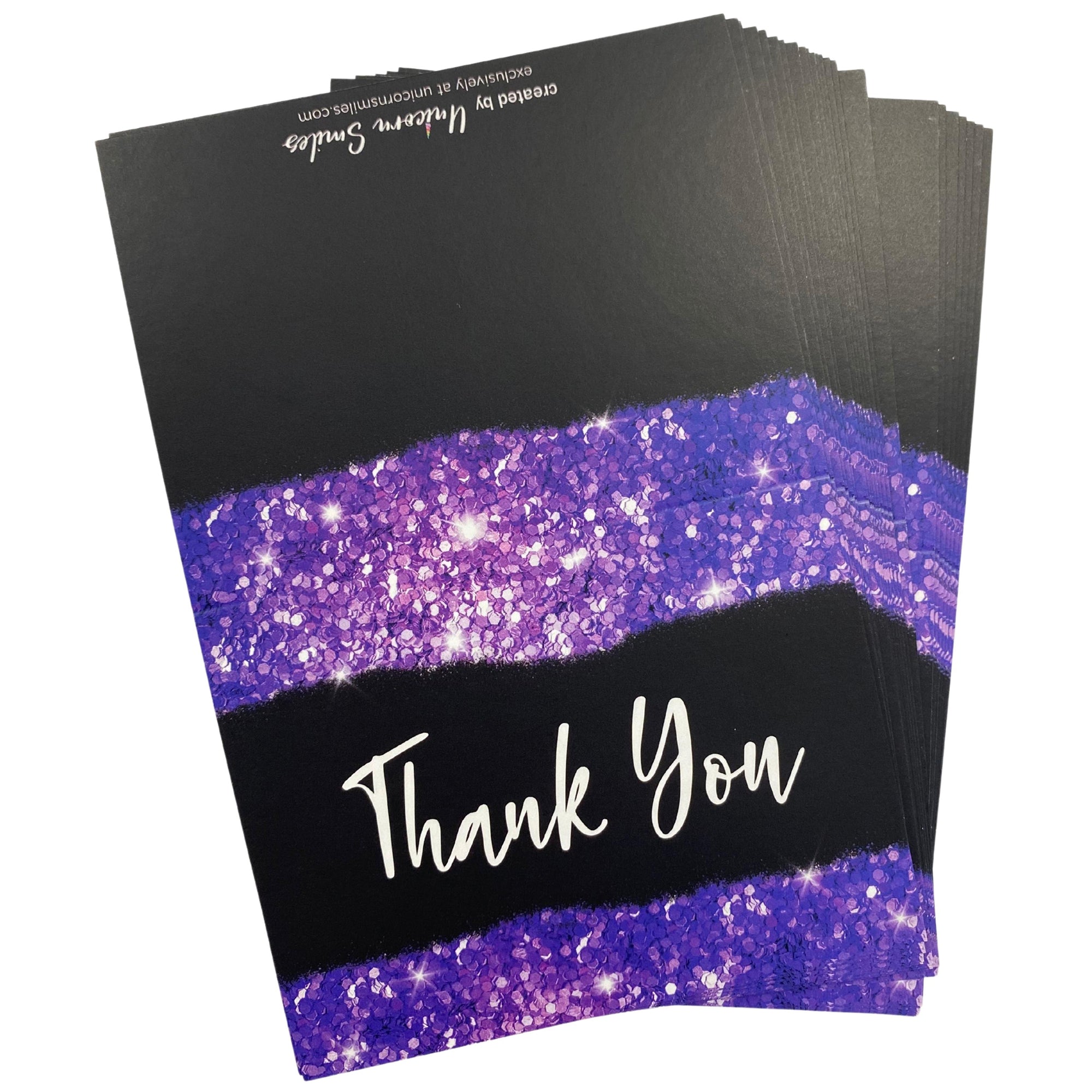 Purple Glitter Folded Thank You Scratch Off Cards for small business owners and direct sales
