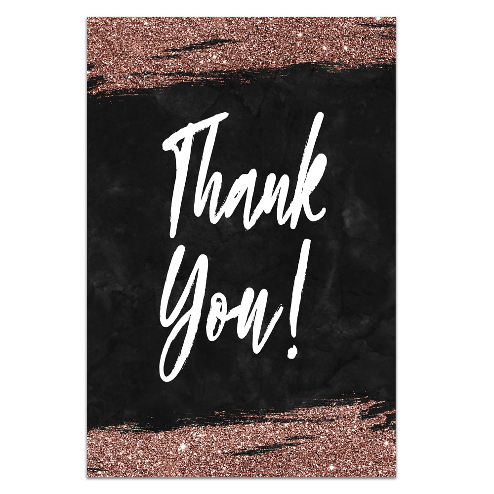 Glitter Rose Gold Thank You Card