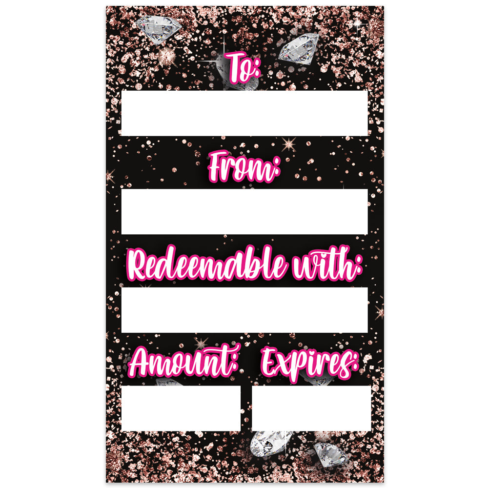Personalized Diamond and rose gold glitter gift card