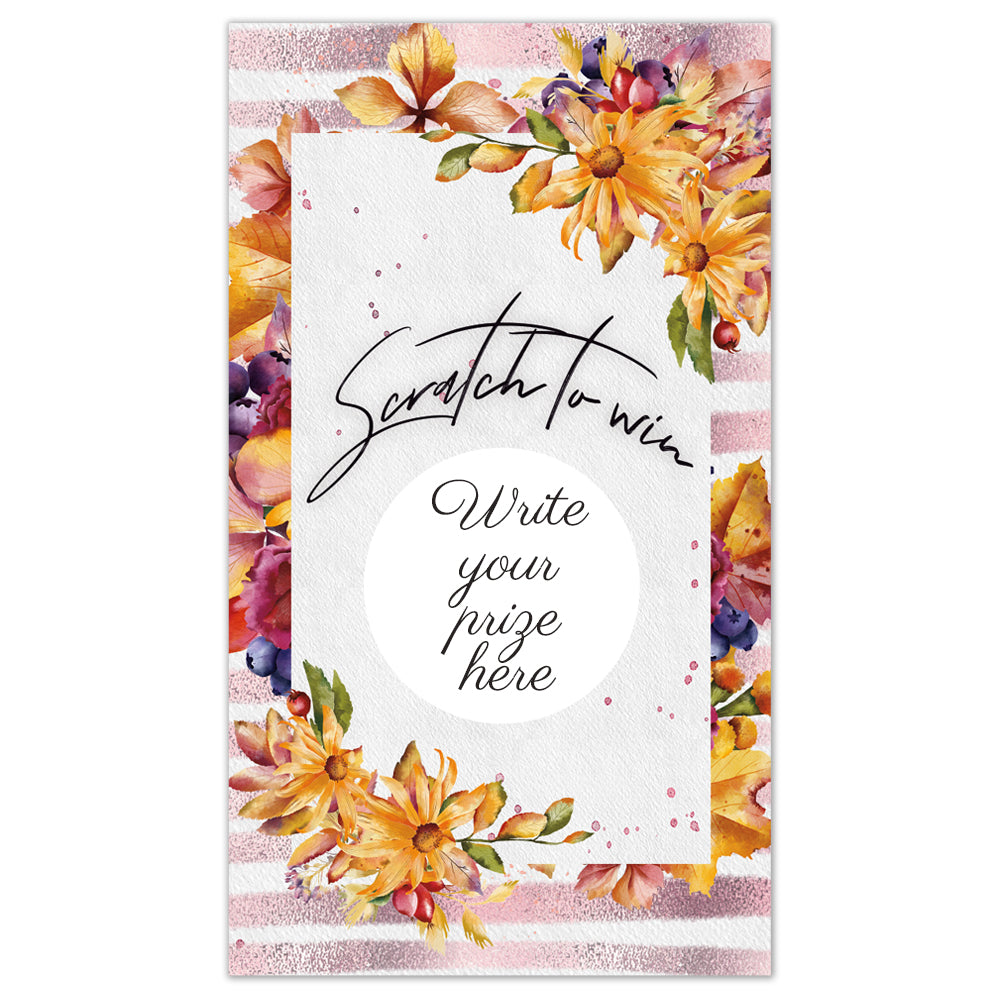 Fall Themed Floral Scratch to Win Scratch Off Card