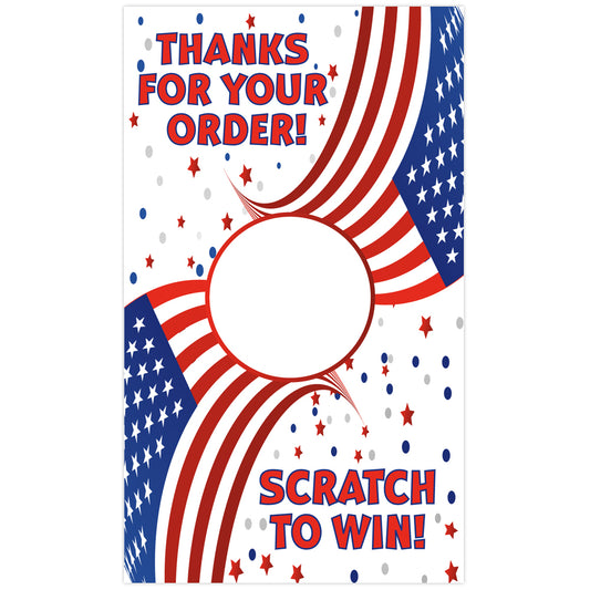 Red White and Blue American Flag USA Scratch off Card