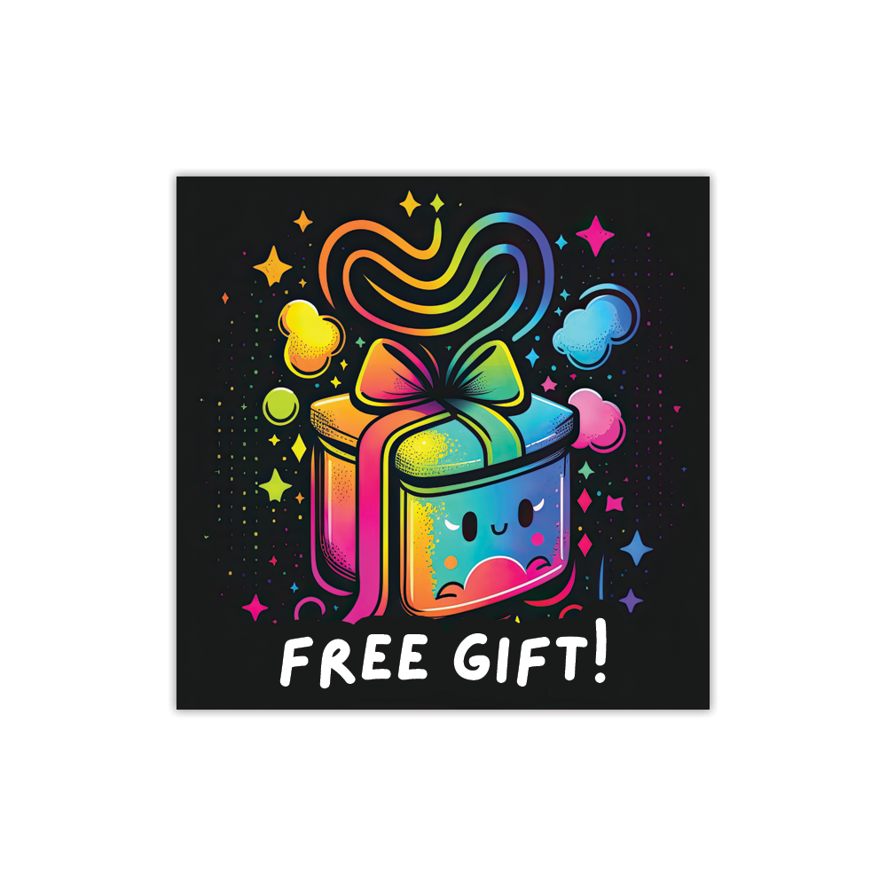 Top Gifter Sticker Free Gift Sticker Black and Rainbow Colors – Unicorn Smiles