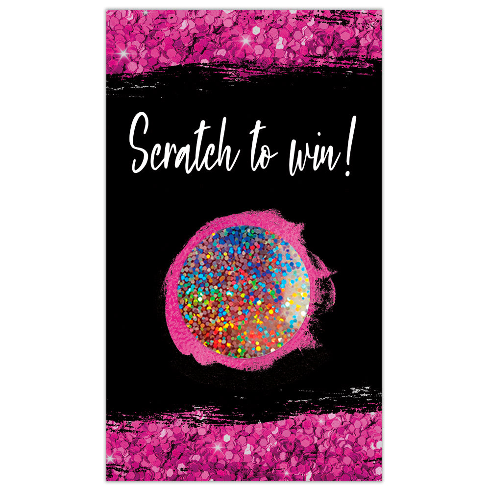 Hot Pink Glitter Loyalty Scratch Off Cards