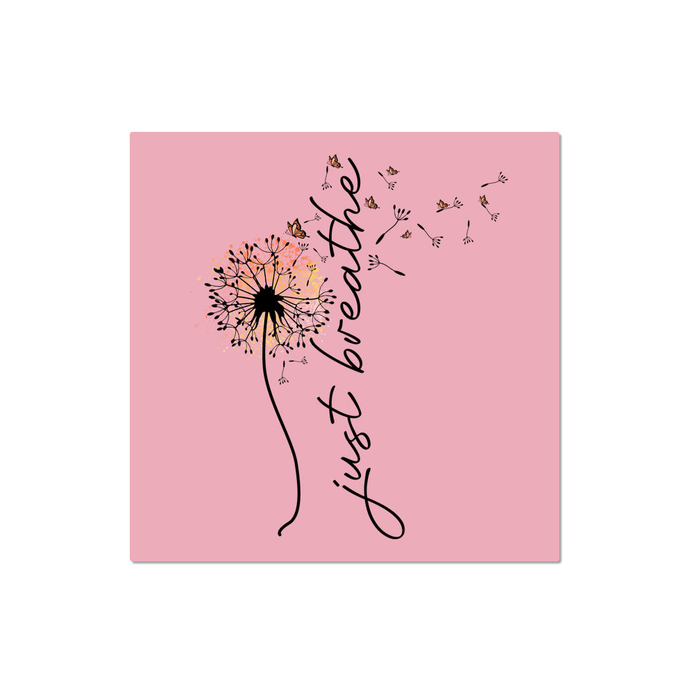 Just Breathe Dandelion Positive Quote Positivity Sticker, flower stickers, flower sticker, floral sticker, positivity sticker, pink sticker