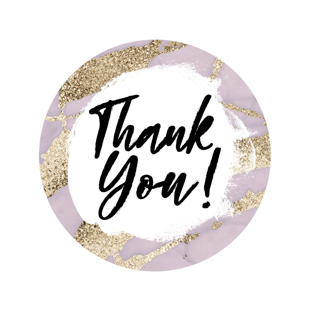 Gold Glitter and Marbled Thank You Stickers