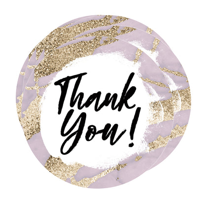 Gold Glitter and Marble Thank You Sticker