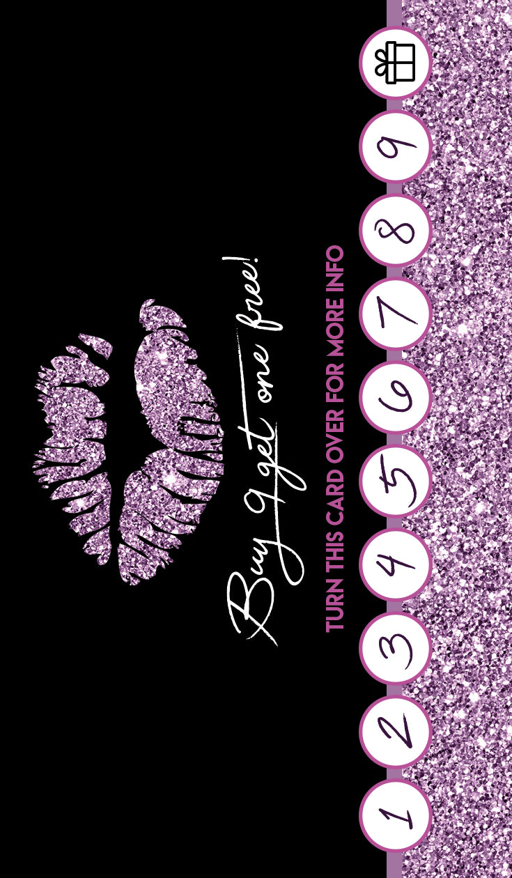 Purple Glitter Lips Lipsense Loyalty Punch Card