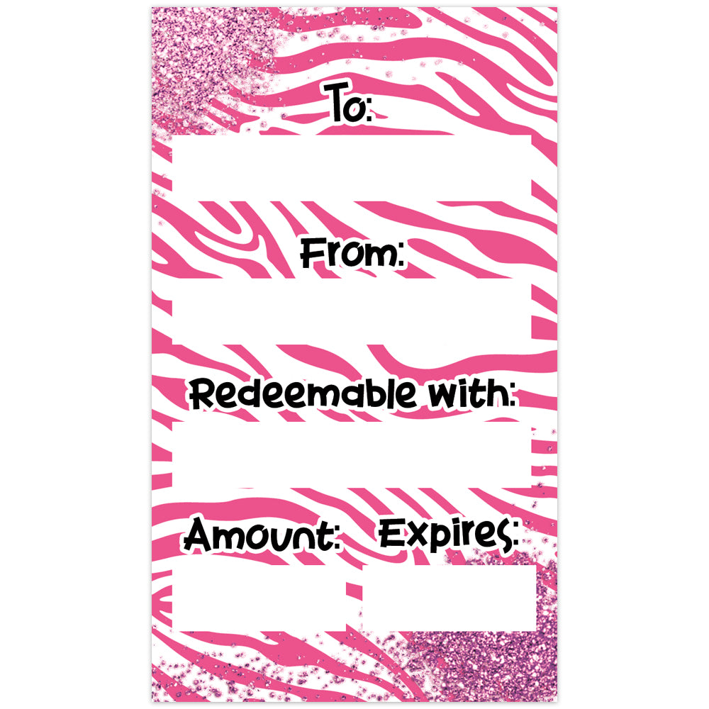 White and Pink Zebra Stripe Customizable Gift Card