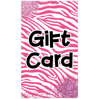 White and Pink Zebra Stripe Customizable Gift Cards