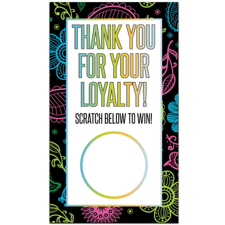 Loyalty Scratch Off Card Rainbow Paisley Design