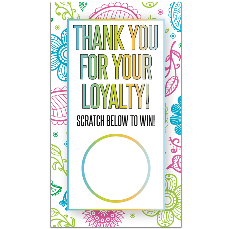 Loyalty Scratch Off Card Rainbow Paisley Design