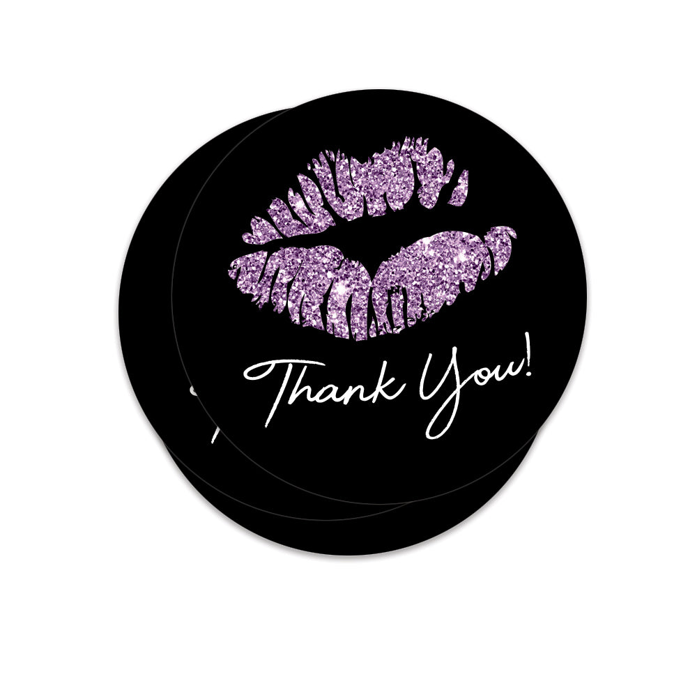 Purple Glitter Lips Lipsense Thank You Sticker