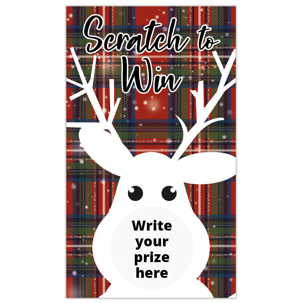 Winter Reindeer Plaid Scratch off Card